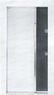 درب ضد سرقت سفید مدل K714 با روکش طبیعی چوب بلوط وایت واش و سنگ SPL